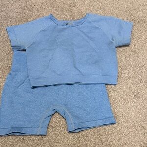 Blue Short Sleeve Top and Shorts Set